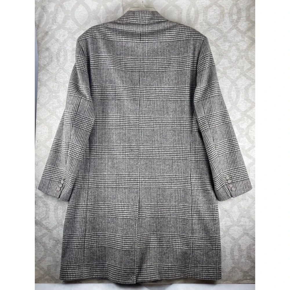 Lauren Ralph Lauren Black Label Men Gray Glen Plaid Wool Blend Overcoat Coat 44R